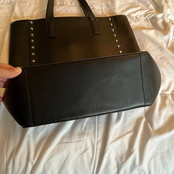 Danier black large stud, tote bag, leather edgy streetwear office. laptop. - Picture 4 of 17